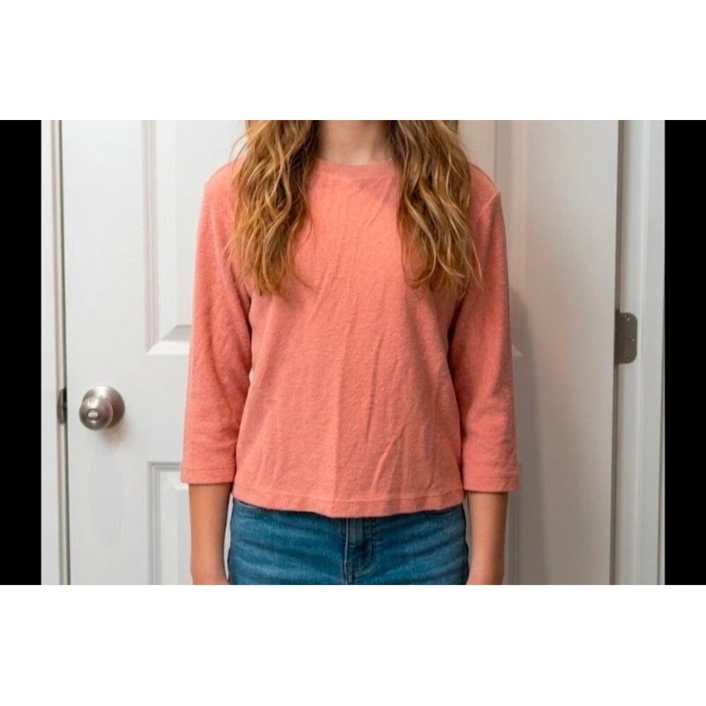 Casual Dusty Rose Sleeve Knit Top - Terracotta / Coral Size 7-8 year